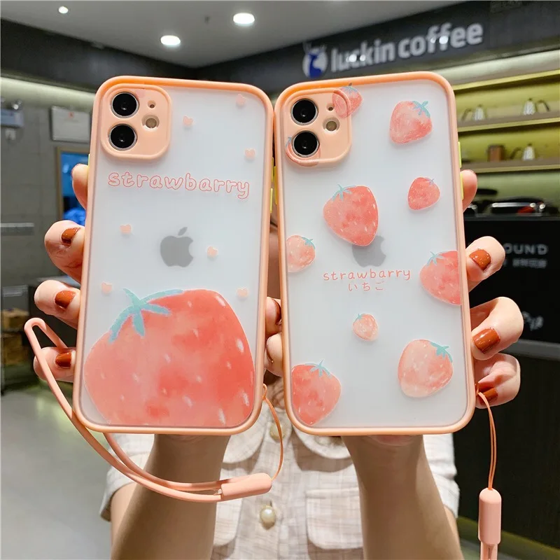Ударопрочный чехол из ТПУ с изображением клубники для iphone 11 Pro X XS Max XR красивый