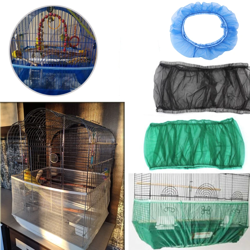 Covers Mesh Seed Catcher Guard Bird Cage Net Shell Skirt Dust-proof Airy Mesh Parrot Cage Cover 2 Sizes