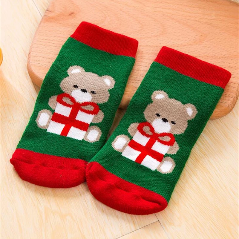  New Cotton Spring Winter Autumn Baby Girls Boys Kids Socks Children Striped Terry Snowflake Elk Santa Claus Christmas Bear | Детская