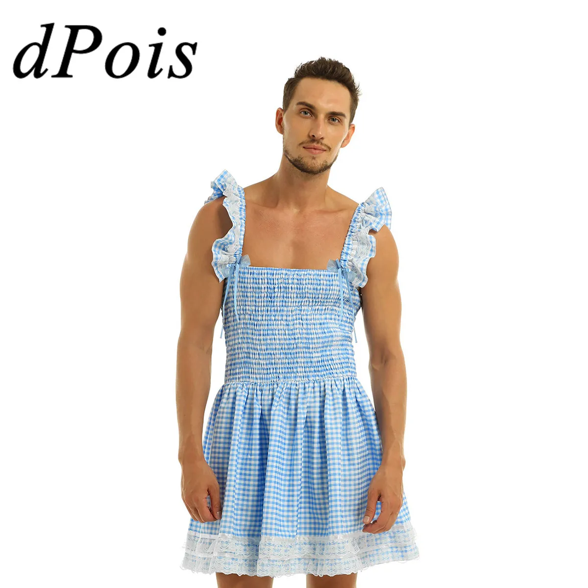 Платье для геев Мужское эротическое кружевное нижнее белье взрослых с оборками