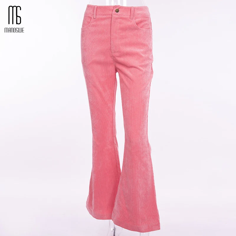 Женские вельветовые расклешенные брюки Manoswe с высокой талией в стиле ретро Осень