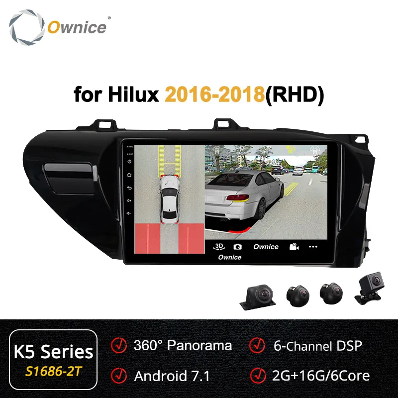 Ownice K1 K2 Android 8,1 автомобильный радиоприемник 2 din для Toyota Hilux- для автомобиля, DVD Бортовой компьютер навигации gps головное устройство аудиосистемы - Цвет: S1686-2 K5