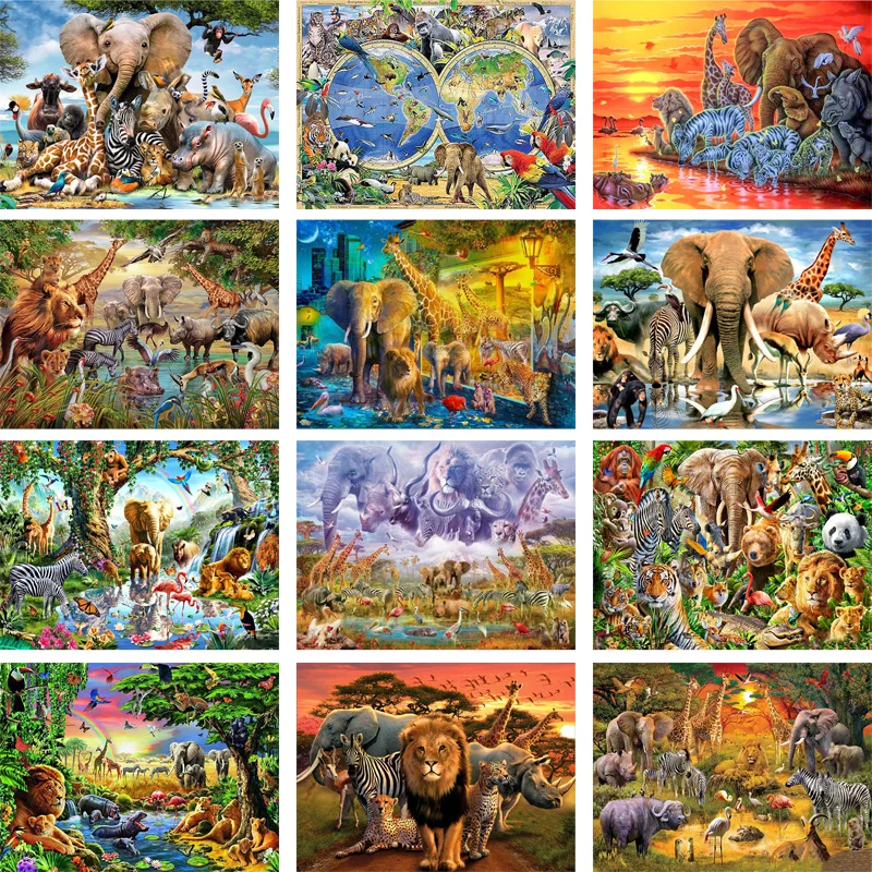 Полный 5d кристалл круглая дрель Алмазная картина дикие животные Вышивка Тигр Лев