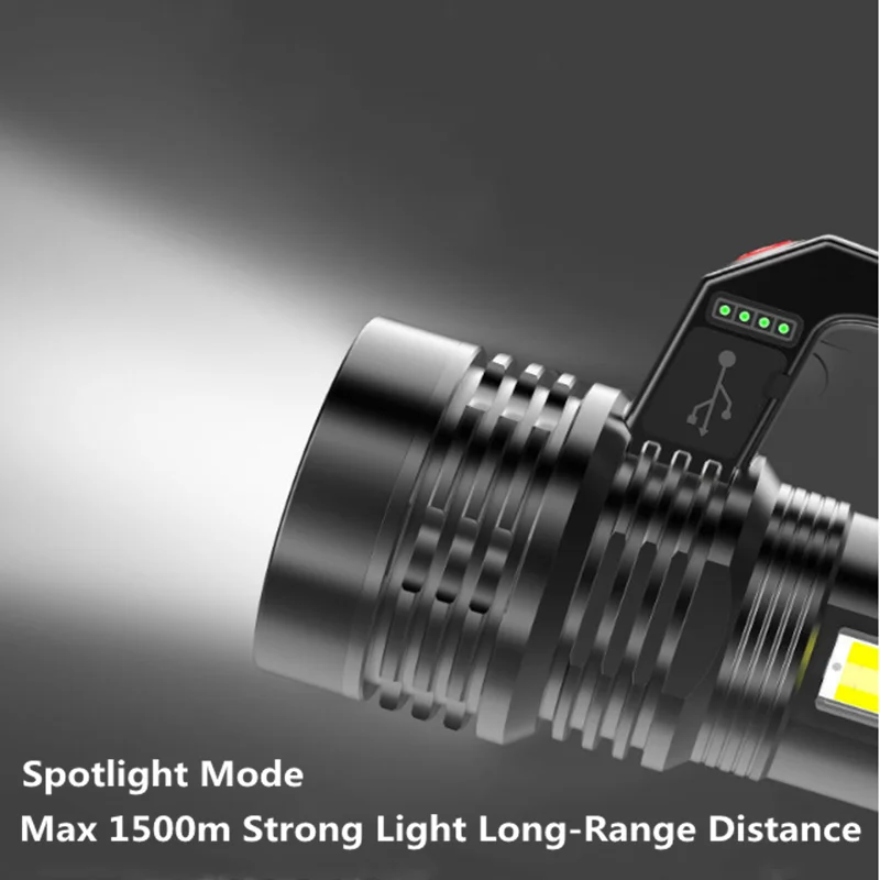 

Led Flashlight 4 Switch Mode Waterproof Led Flashlight Powerful COB High Power Led FlashlightsUltra Bright Torch Camping Light