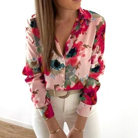 womens clothing shirts blouses women shirt tie dye floral print blouse breasted button casual slim chic business blusas tops