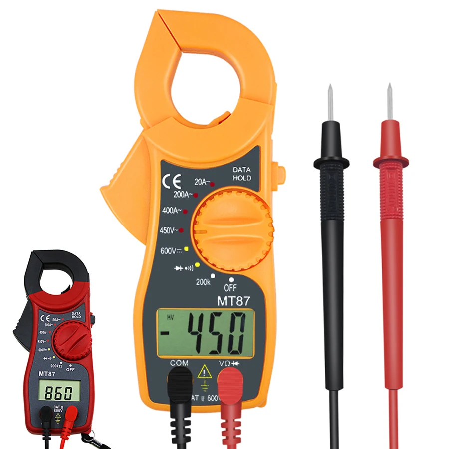 

MT87 Electronic Digital Clamp Meter DC AC Current Voltage Tongs Resistance Tester Volt Meter Ammeter LCD Multimeter Tools