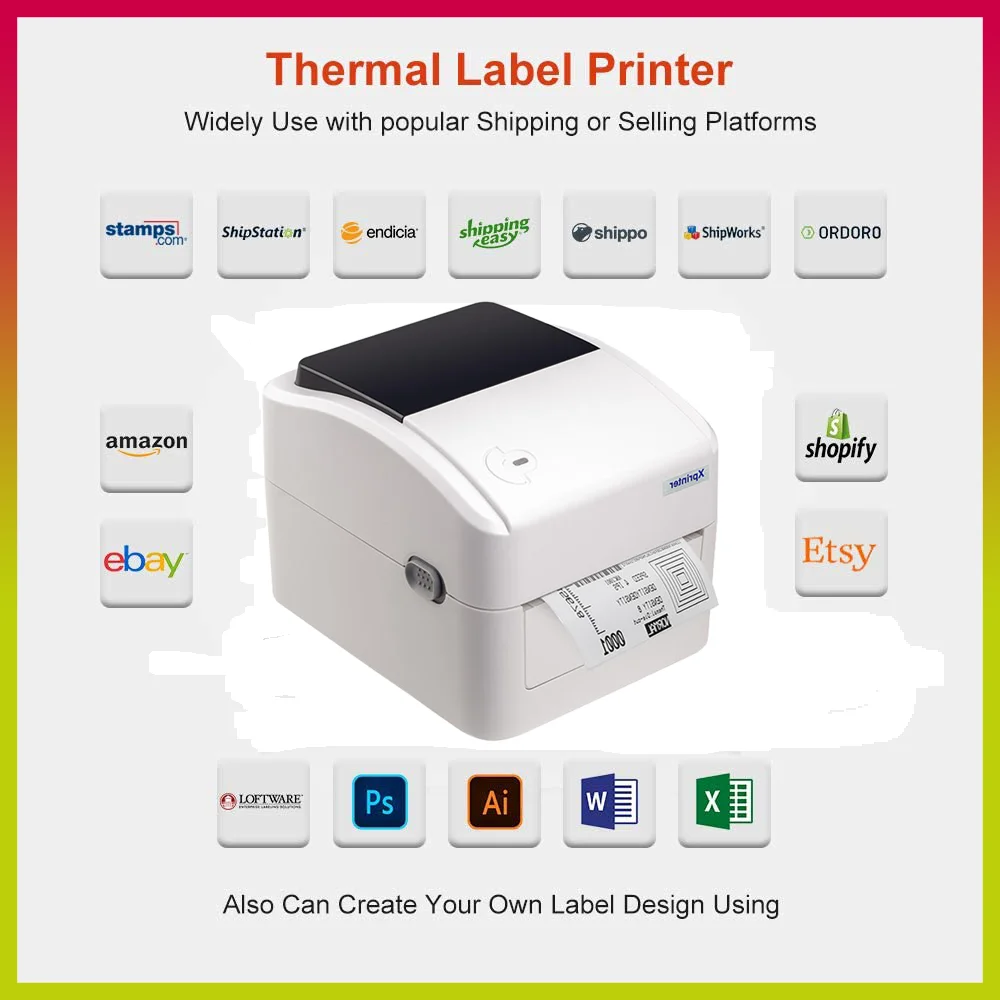 XPrinter XP-420B Bluetooth термальный принтер для этикеток размер A6 waybill AWB печать QR-кода с ПК