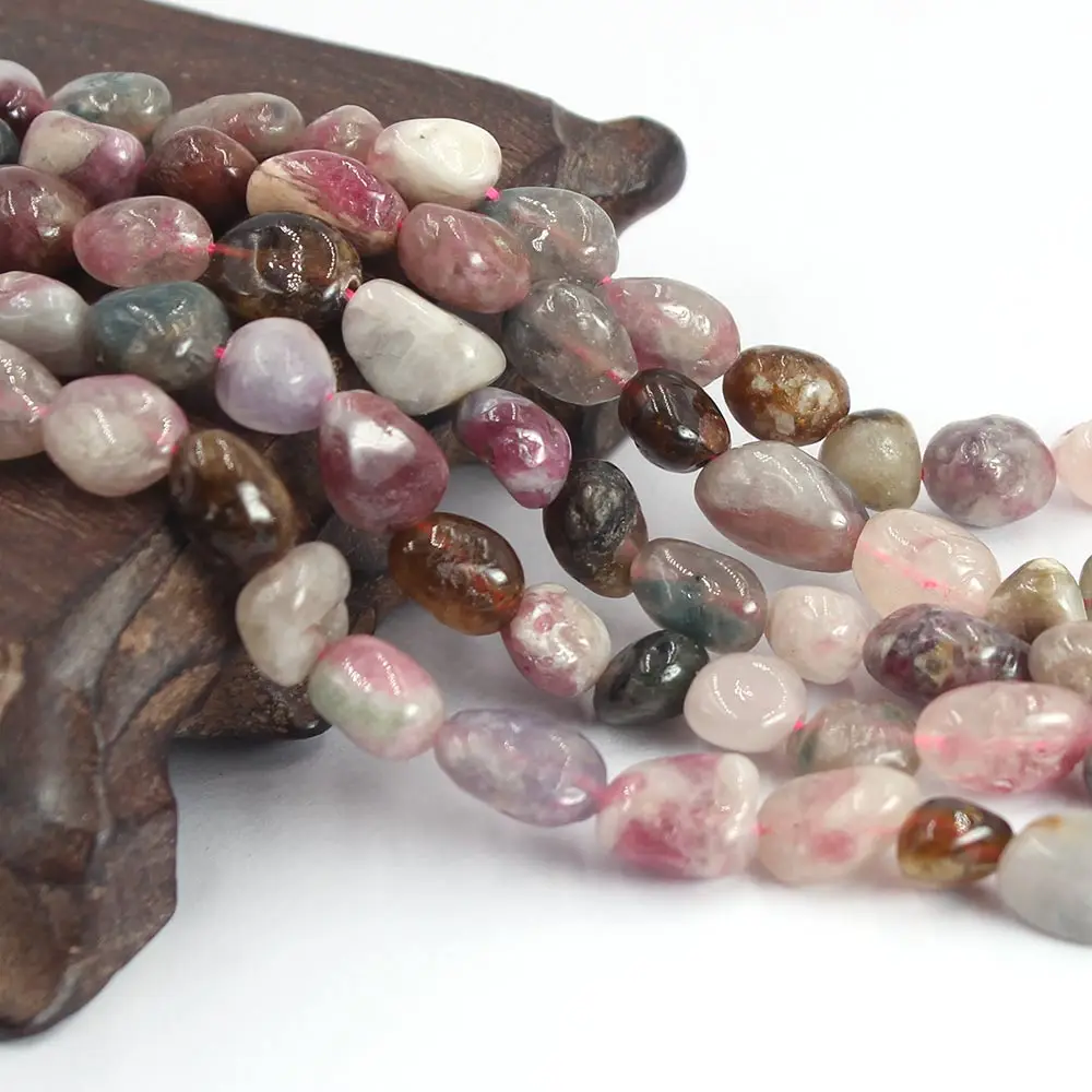 

Free Shipping 9-10mm Wholesale Irregular Freeform Natural Gems Stone Mixed Tourmaline Beads 15inch