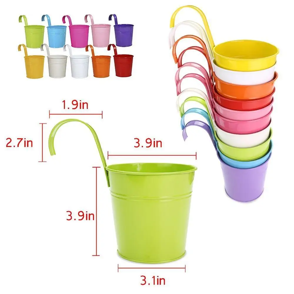 10x садовый металлический цветок горшки подвесное настенное ведро для растений