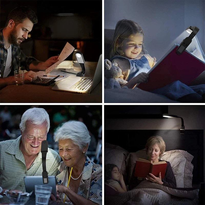 

Book Light, USB Rechargeable Reading Light with Contact Sensor, Flexible Clip on Book Light for Reading in Bed