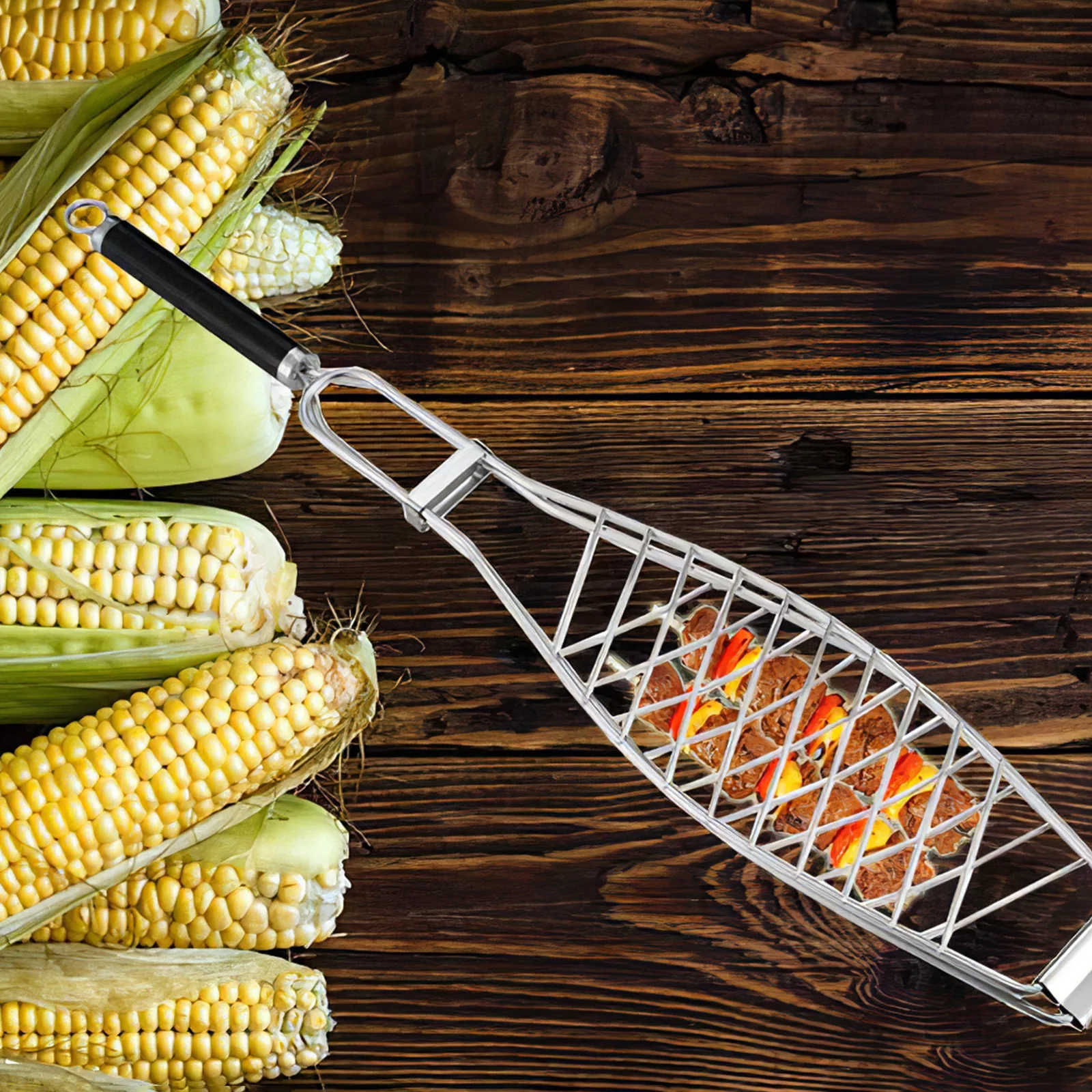 

Portable BBQ Grilling Basket Stainless Steel Nonstick Barbecue Fish Grid Basket Tools Grill Mesh For Fish Chicken Barbecue Tool