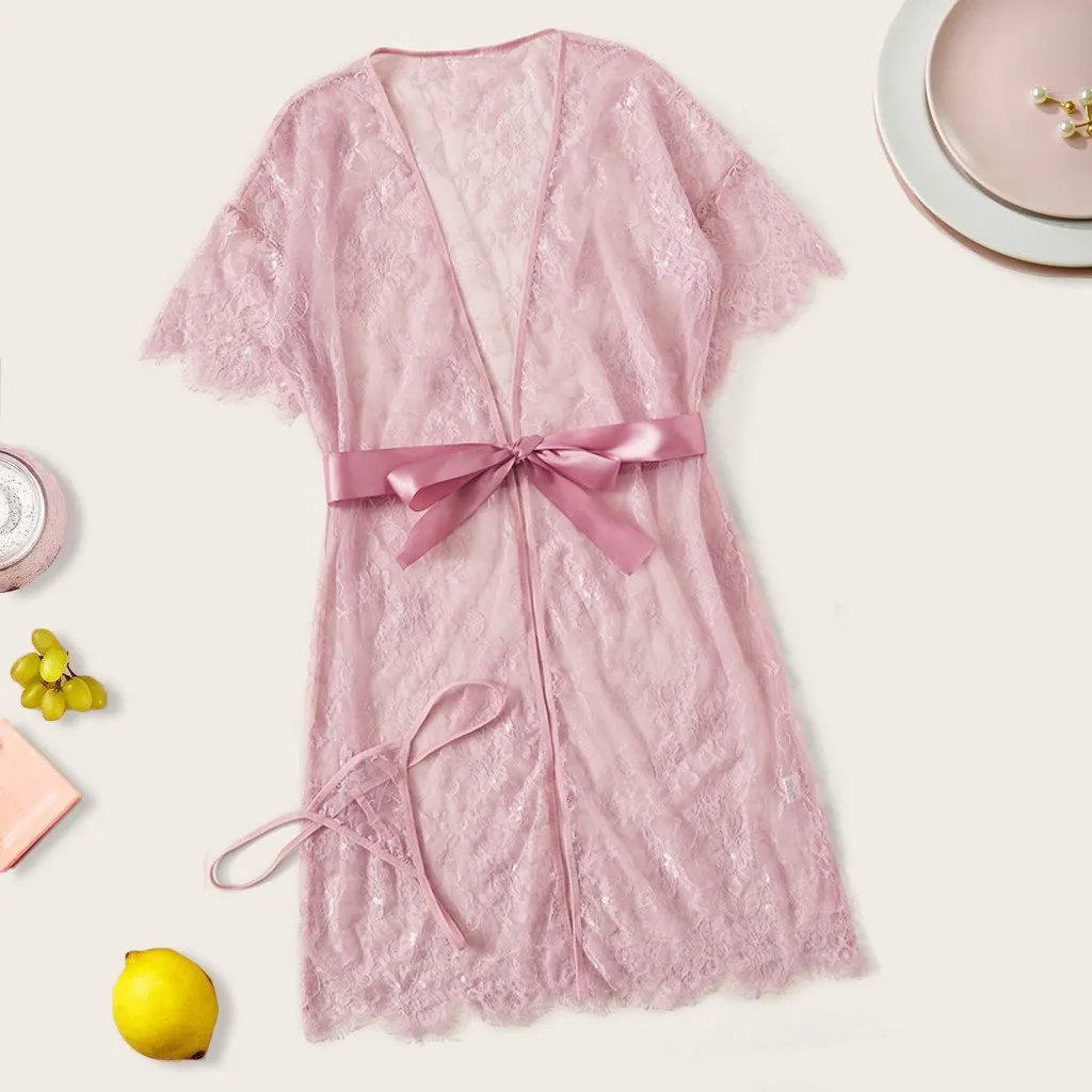 Сексуальное нижнее белье Горячие Женщины порно одежда для сна кружевной халат