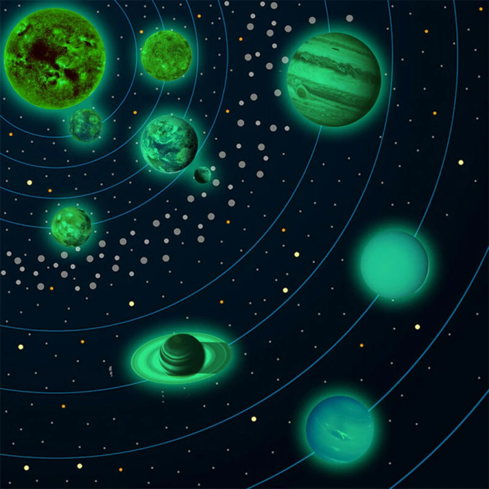 

Mural Wall Stickers PVC Planet DIY Glow In The Dark Solar System 10 Planet