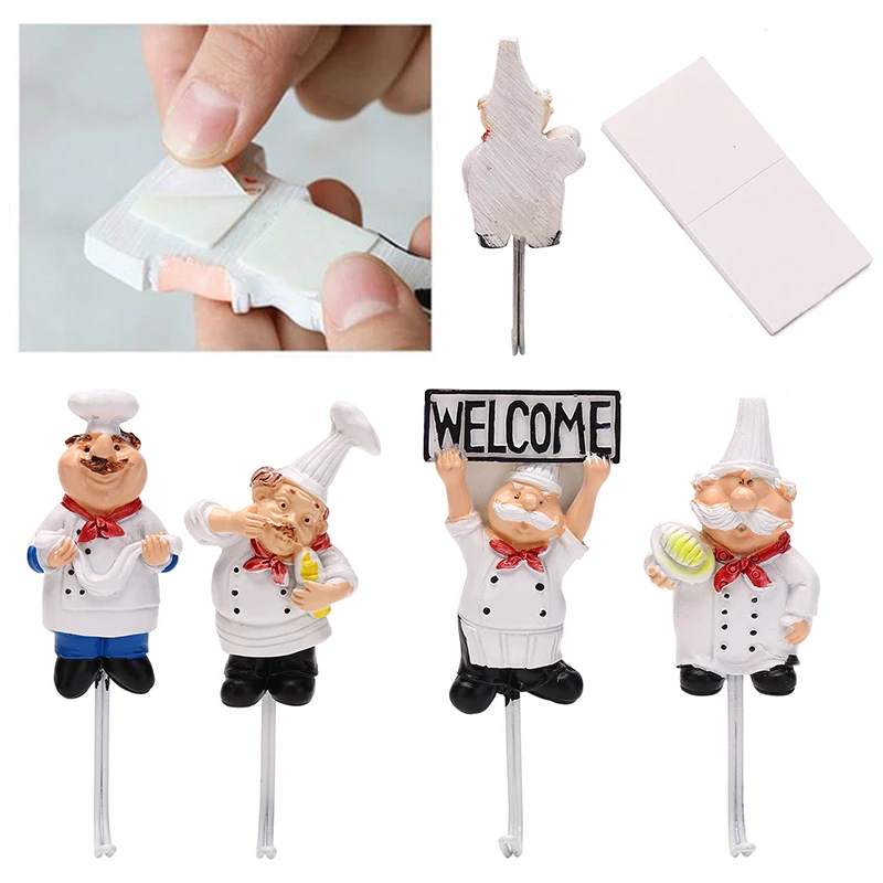 

Creative Kitchen Chef Cartoon Storage Rack Hooks Wall Hanger Kitchen Hooks For Utensils For Home Storage Decoration