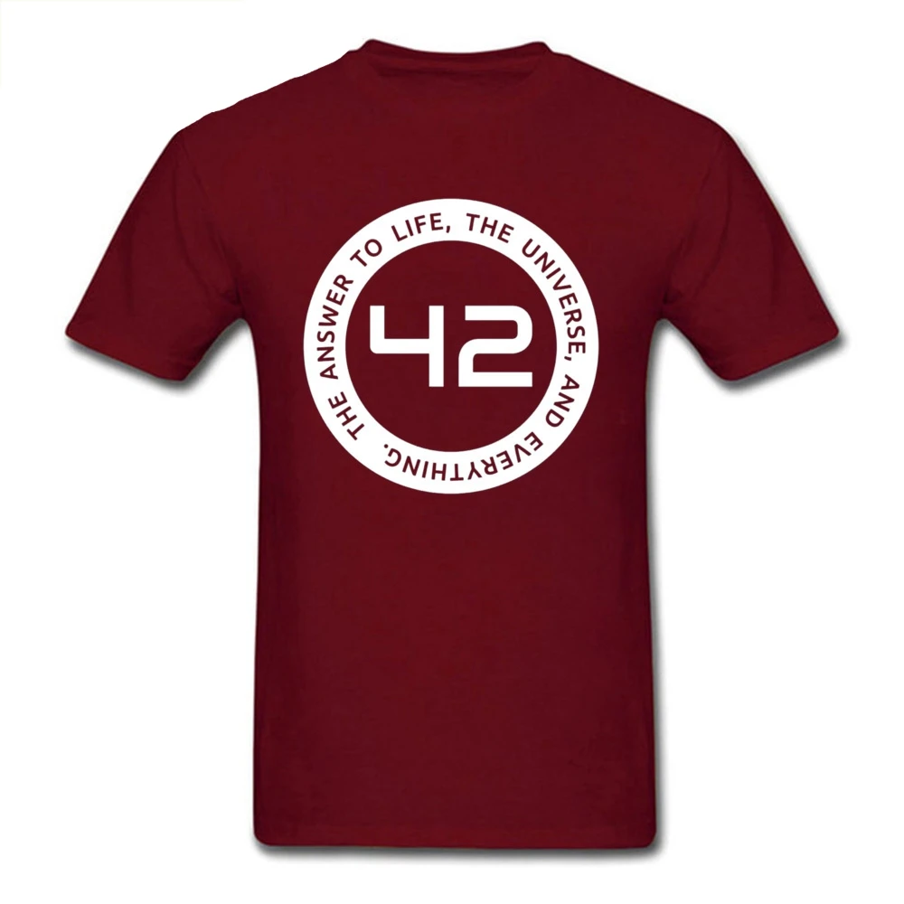 

42 T-shirt Men Simple Casual Letter T Shirt Custom Fiction Movie Tshirt The Hitchhiker's Guide to the Galaxy Cotton Tops Tee Red