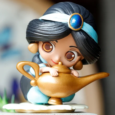 Disney Aladdin Lamp Q Posket Jasmine Princess 8,5 см экшн-фигурка куклы игрушки Детская комната украшение торт Топпер для детей Подарки