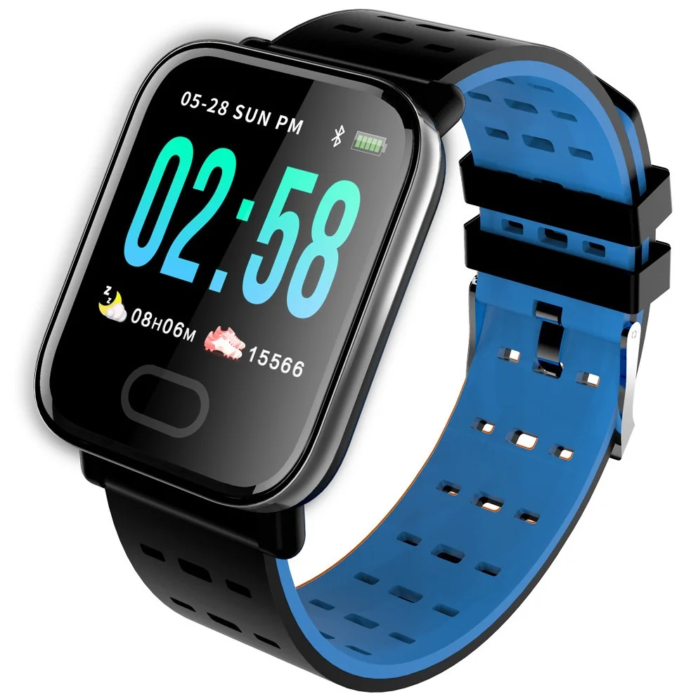 blue BINSSAW A6 Smart Watch with Heart Rate Monitor Fitness Tracker Blood Pressure Smartwatch Waterproof For Android IOS PK Q8 V6 S9 - Цвет: blue