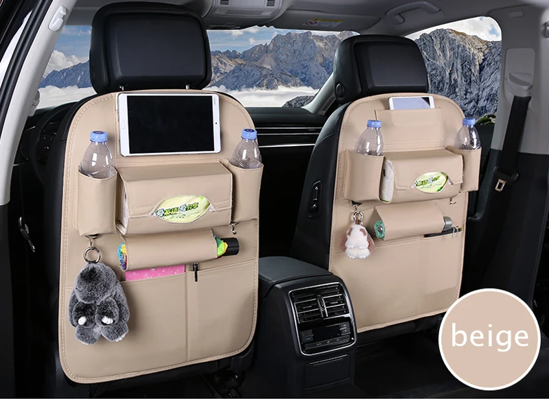 Style 1 Beige 1 Pcs Органайзер в багажник на заднее сиденье, Многофункциональный органайзер для автомобильного сиденья, органайзер в багажник, авто сумка для хранения, контейнер - Название цвета: Style 1 Beige 1 Pcs