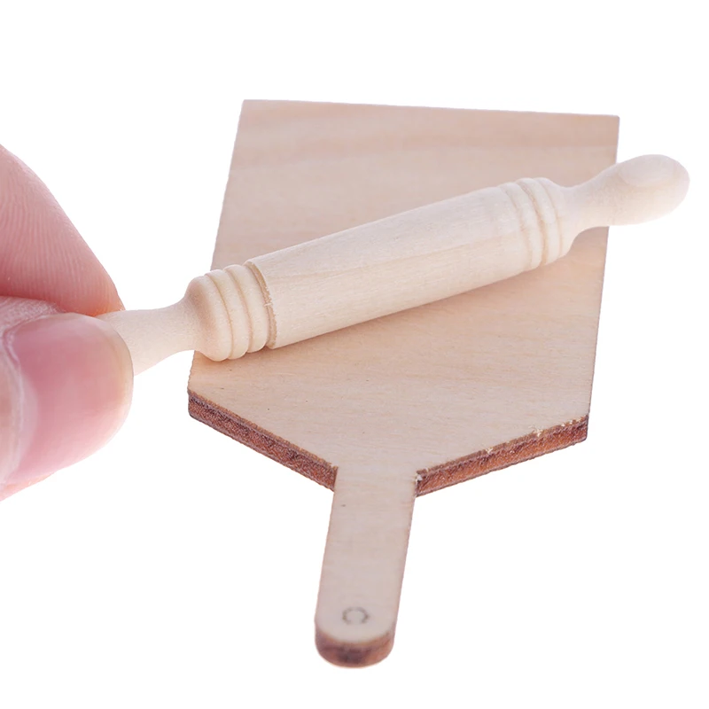 

1:12 Dollhouse Miniatures Kitchen Cutting Board Rolling Pin Set Accessories Toys