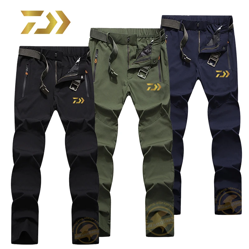 

New Daiwa Outdoor Hiking Fishing Trousers Solid Color Thin Quick-drying Breathable Large Size Stretch Sports Fishing Pants Men