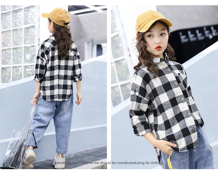 Классическая рубашка в клетку европейском и американском стиле для больших