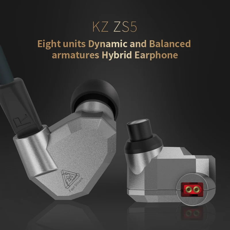 Фото Гибридные наушники вкладыши KZ ZS5 2DD 2BA Hi Fi DJ монитор для бега спортивные гарнитура Гибридные наушники вкладыши KZ ZS5 2DD 2BA Hi Fi DJ монитор для бега спортивные гарнитура