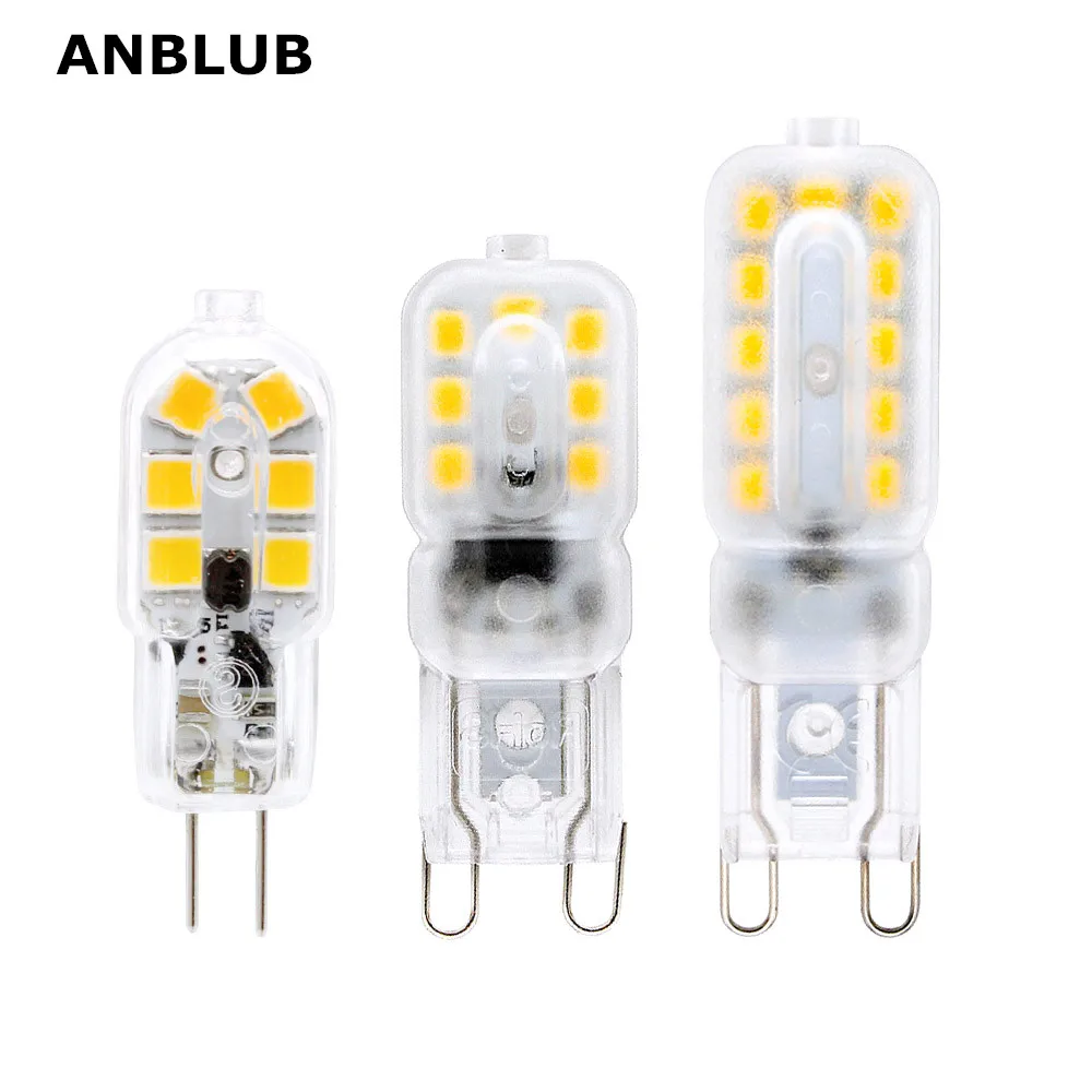 ANBLUB G9 G4 Светодиодная лампа AC 220 В DC 12 с регулируемой яркостью SMD2835 прожектор для