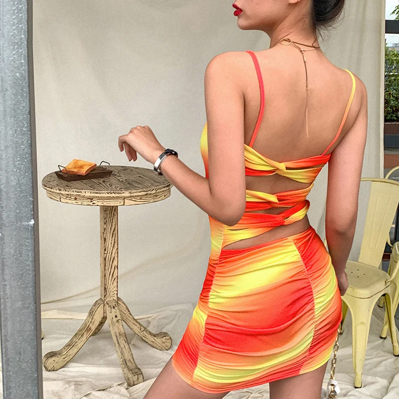 

The New Backless Off Shoulder Dress Sheath Dresses for Women Party Women's Summer Sundresses Sexy Spaghetti Strap Dress