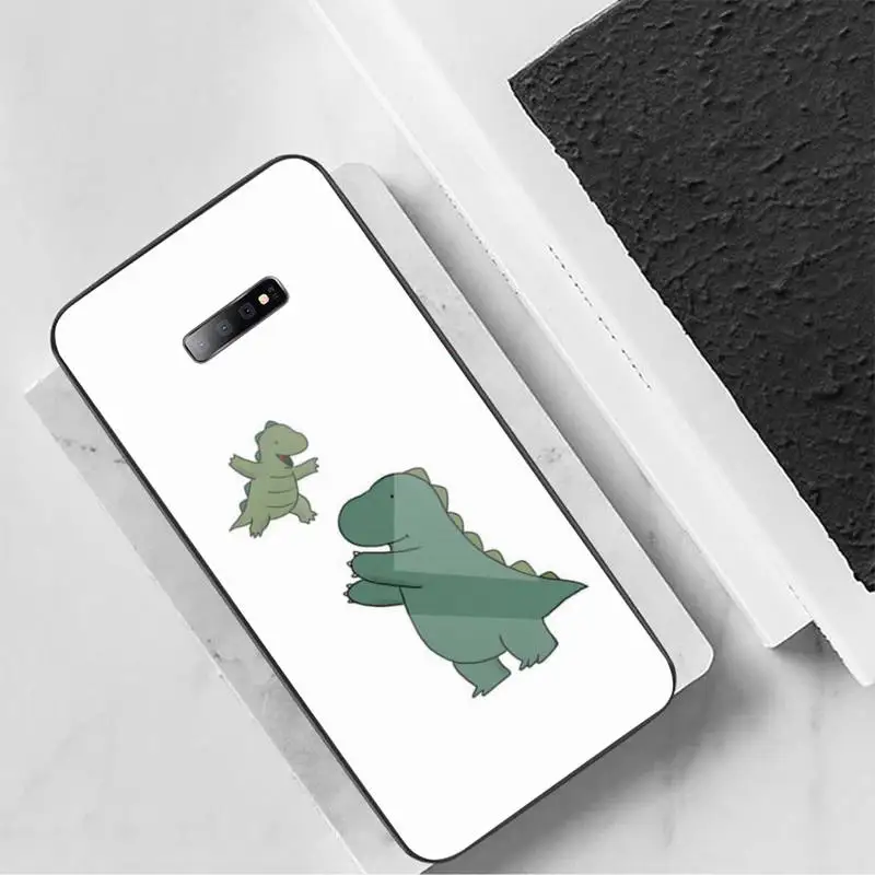 

Cartoon Dinosaur cute pink funny love Phone Case Tempered glass For Samsung S6 S7 edge S8 S9 S10 e plus note8 9 10 pro