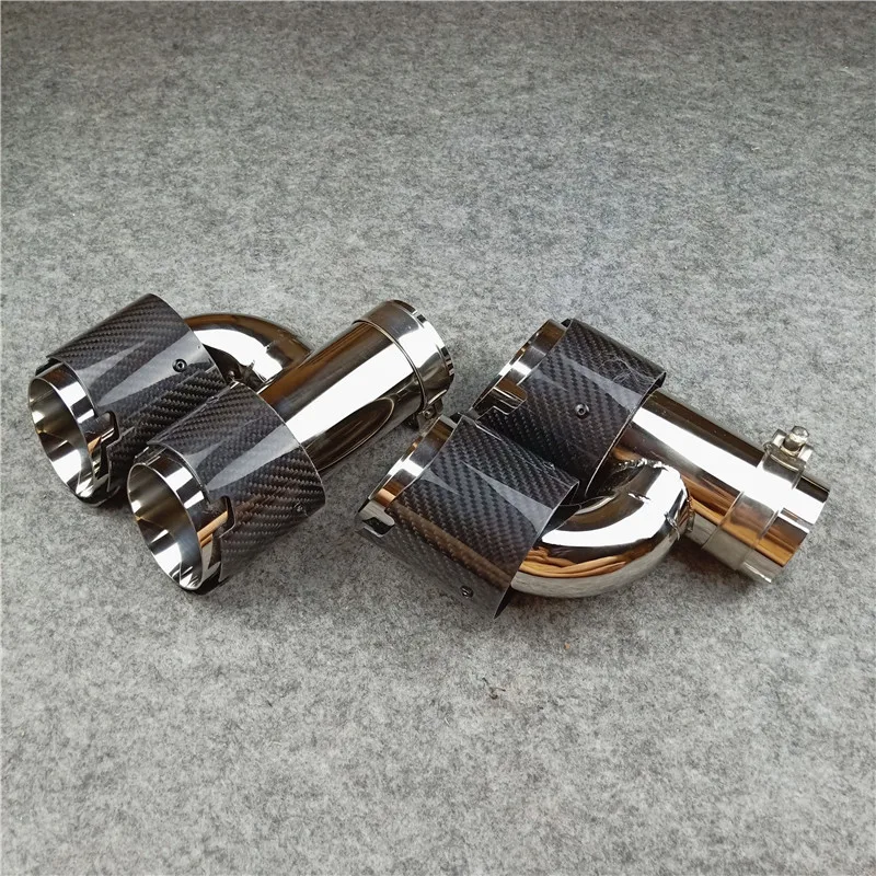 1 пара глянцевые насадки из углеродного волокна для глушителя 63 мм|Выхлопные