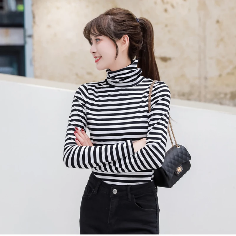 

Женская хлопковая Футболка GGRIGHT, полосатая футболка с длинным рукавом, в Корейском стиле, для осени и зимы, 2019