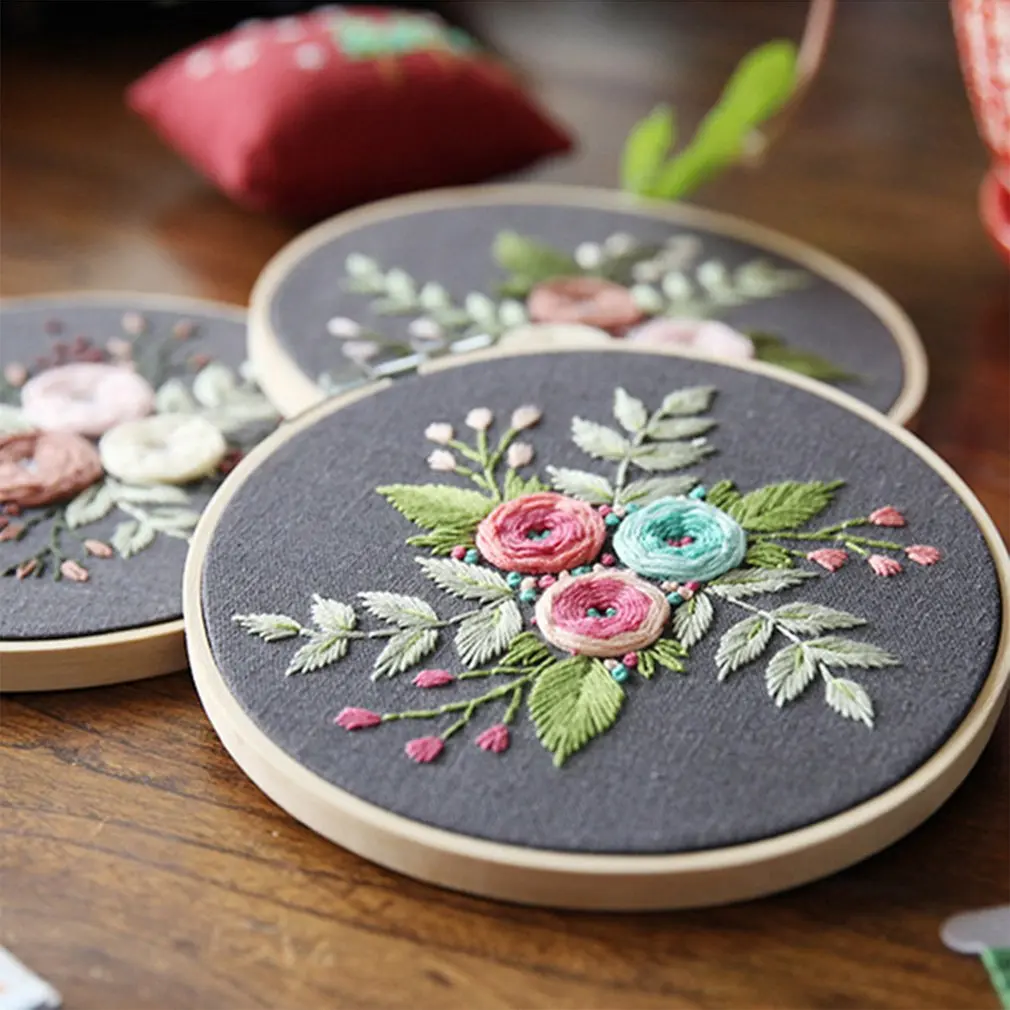 Европейские цветы DIY вышивка набор лент с рамкой для начинающих наборы рукоделие