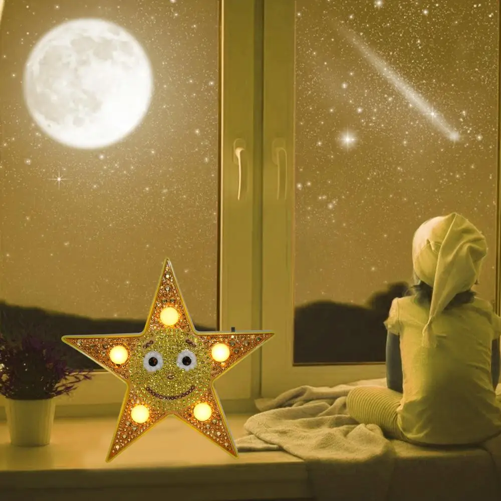 Звезда/Бабочка алмазная живопись светодиодный Ночной светильник DIY 5D алмазное