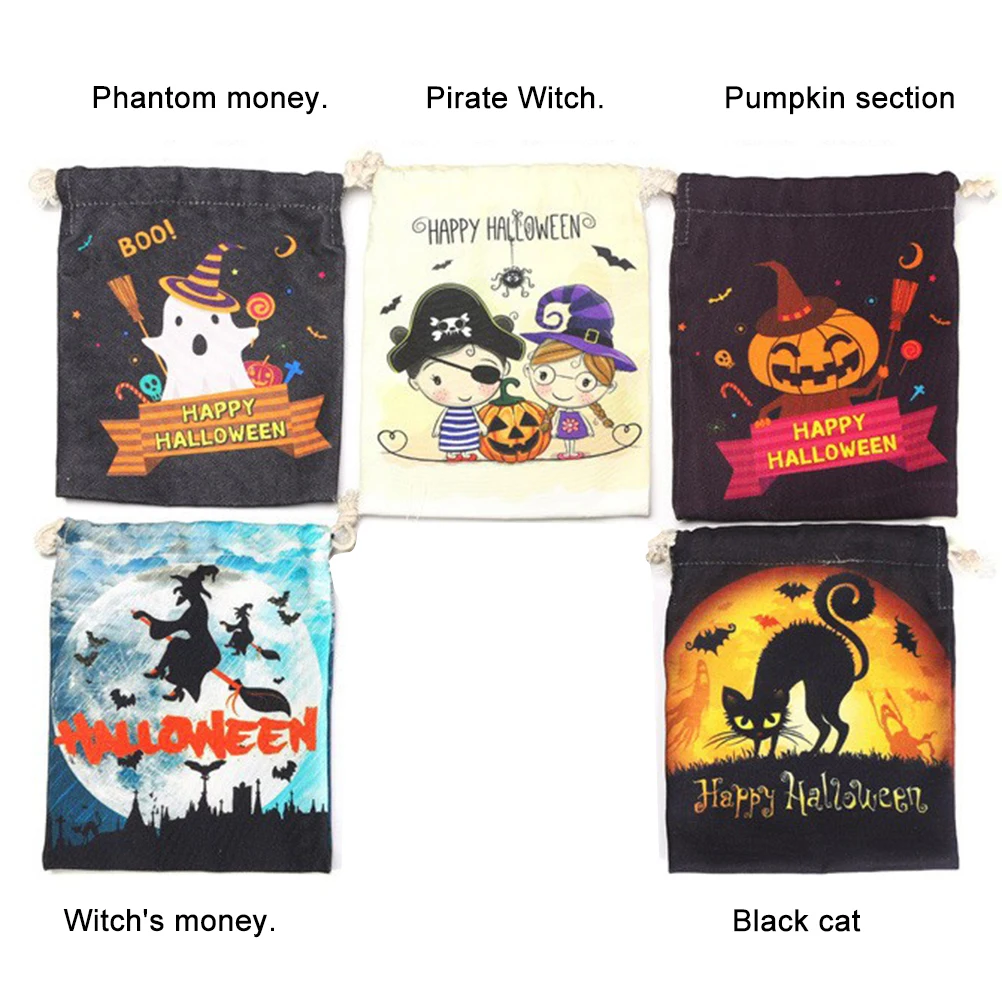 Сумка для конфет на Хэллоуин карманный Подарочный мешок шнурке с рисунком тыквы