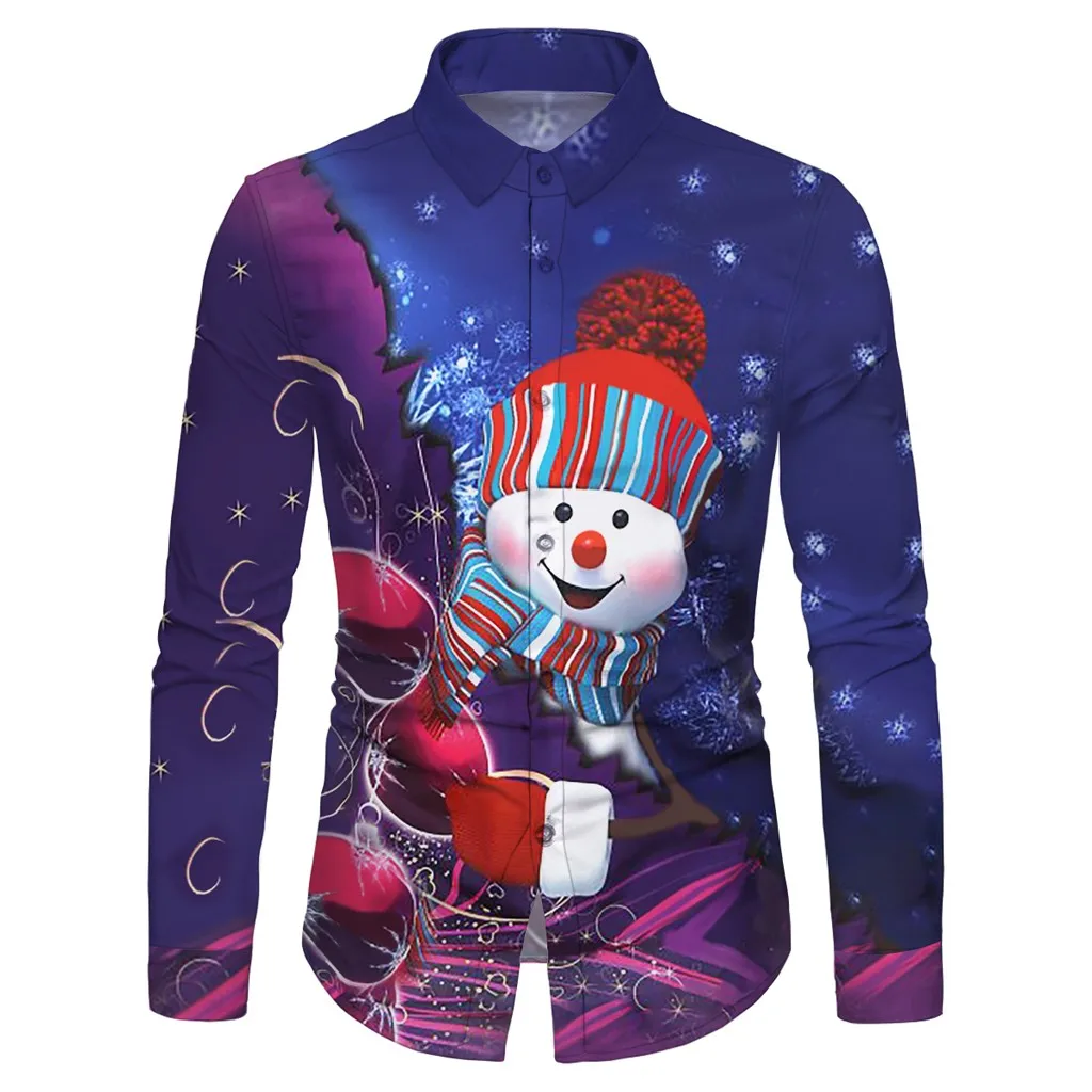 Мужская Рождественская рубашка Funnyshirt Повседневная с длинными рукавами и принтом
