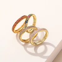 new aaa cz zircon europe rings double crystal rainbow rings for women trendy jewelry accessories wholesale wedding band