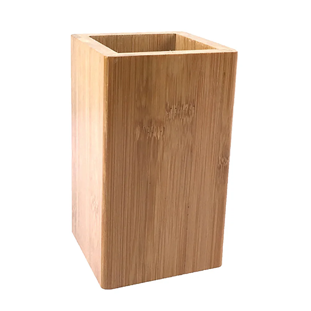 

Square Bamboo Student Desktop Pen Pencil Holder Stationery Organizer Storage Box Office Pen Holder Organizer