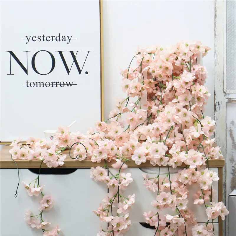 1 8 м шелк вишневого цвета ротанга Сделай Сам Свадьба искусственная Цветочная