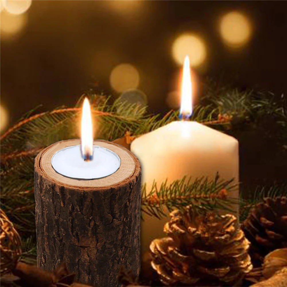 

3pcs Natural Pine Wood Candle Holder Wooden Tea Light Candle Holders Succulent Planter for for Wedding Party Birthday Decoration