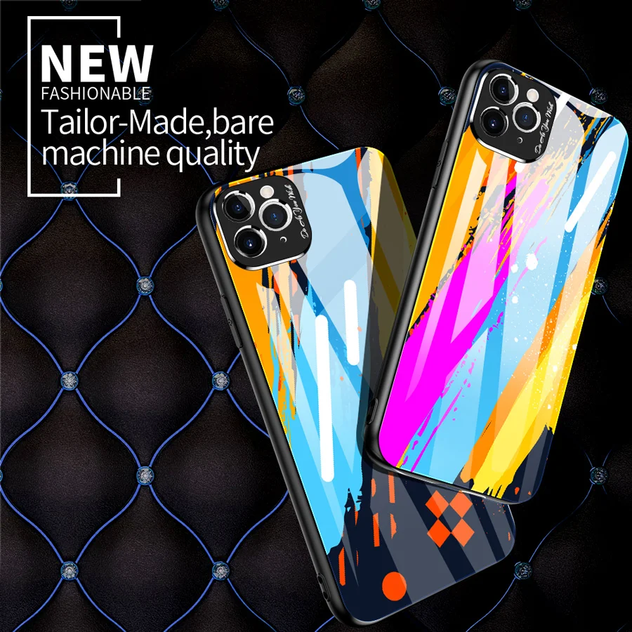 iqd for iphone 11 pro case glass new trend lens protective cover shockproof hard back slim tpu for iphone x xs max 8 plus cases free global shipping