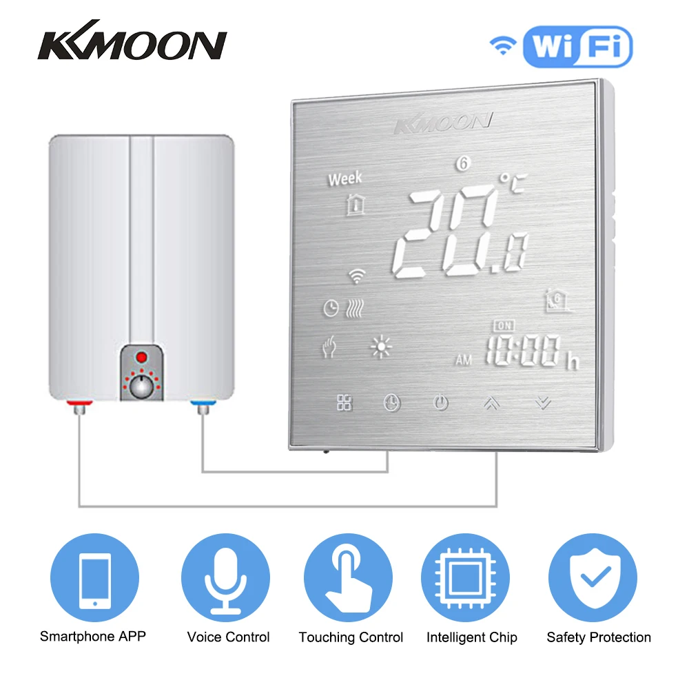 KKmoon термостаты цифровой водно-газовый котел термостат для отопления WiFi Голосовое управление с сенсорным экраном домашний комнатный регулятор температуры