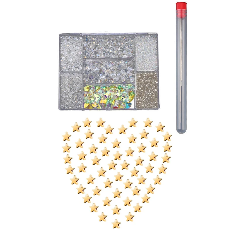 2 Set Jewelry Accessories: 1 Set Star Shape Spacer Beads & 1 Set Mixed Shape Bead Set Crystal Bead Bead
