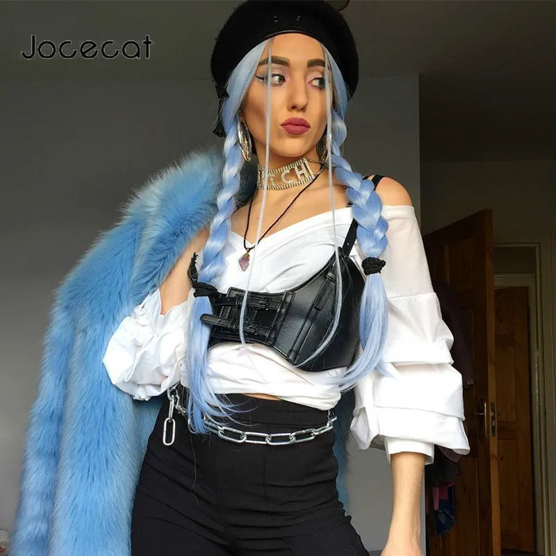 

Black Punk Leather Top Women Streetwear Adjustable Spaghetti Strap Sexy Crop Top Vest 2020 All-Match Cool Summer Tops