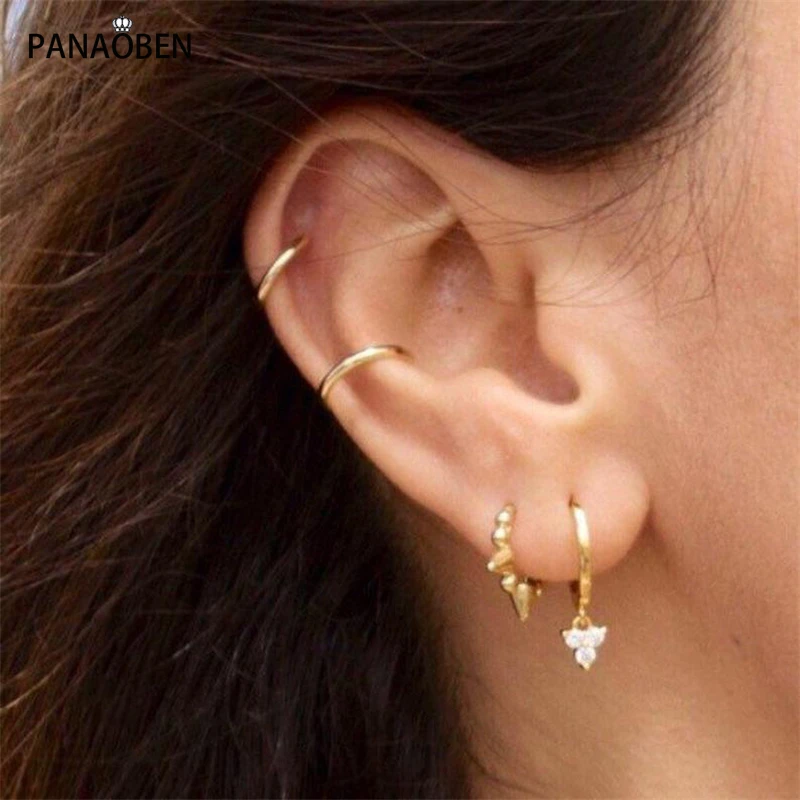 

PANAOBEN 925 Sterling Silver Cuff Earrings for Women Girls Simple Smooth Ear Cuffs Gold Color Clip Earrings No Pierced Jewelry