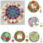 Алмазная живопись Рождественский венок со светодиодсветильник кой 5D Сделай Сам стразы мозаичная гирлянда вышивка брелок Подвеска Рождественский Декор для двери