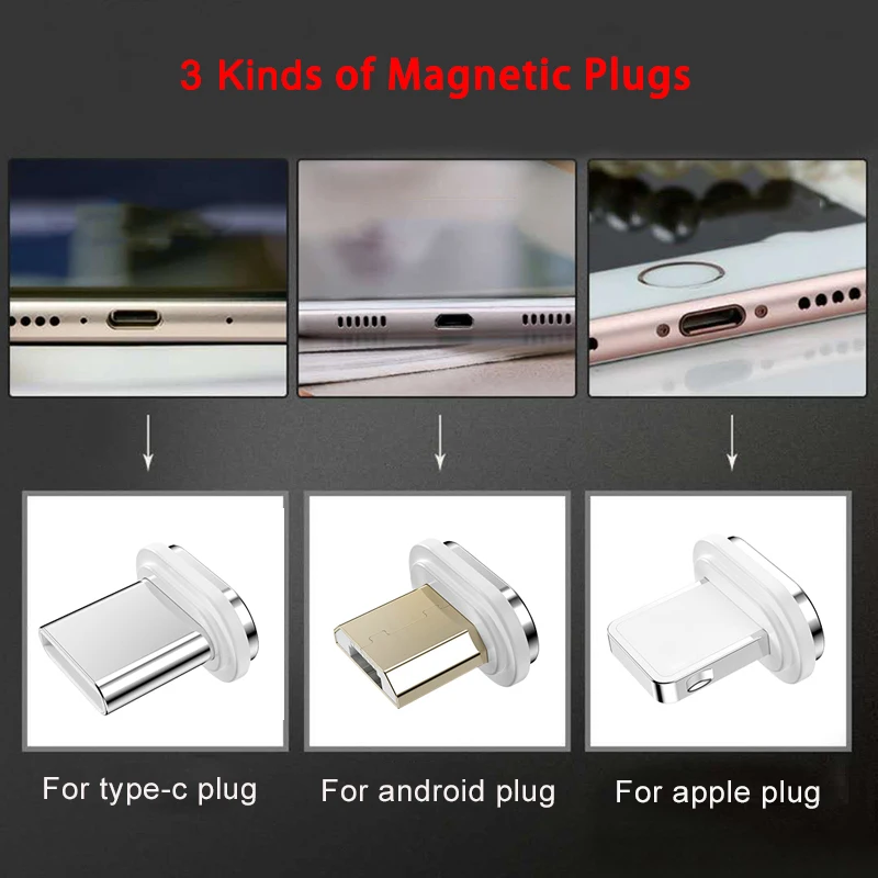 Магнитный кабель 10-го поколения для быстрой зарядки для iPhone XS MAX XR 8 7 6S SAMUSNG HUAWEI Xiaomi магнитные Заглушки для зарядного устройства