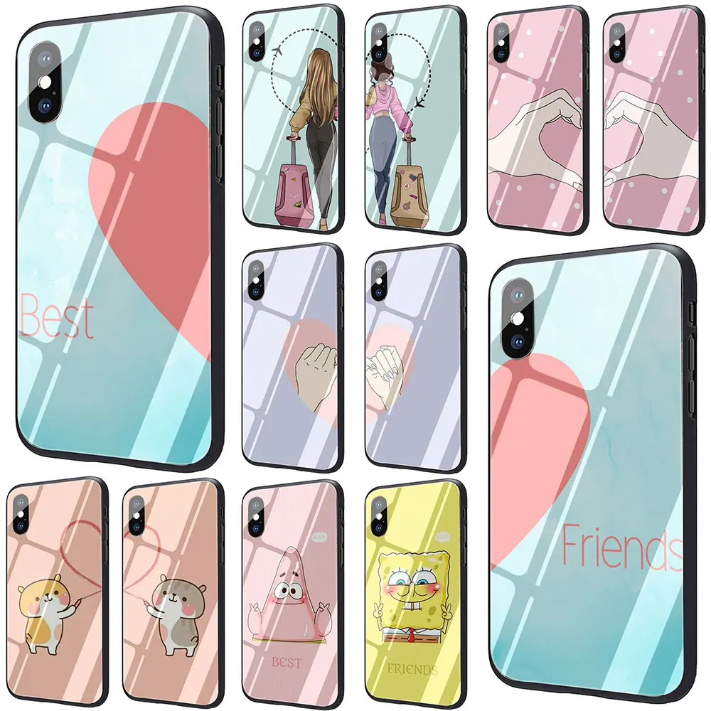 Чехол для телефона из закаленного стекла Best Friends Iphone SE 2020 11 Pro 6 6S Plus 7 8 X XS XR Max