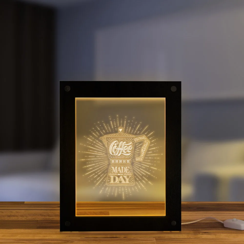 Забавная настольная светодиодная подсветка с цитатами кофе для кофе|Рамка| |