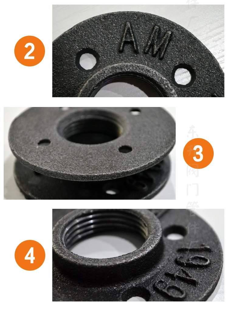 1pcs1/2&quot 3/4&quot Black Decorative Malleable Iron Floor/Wall Flange Cast Pipe Fittings BSP Threaded Hole | Обустройство дома