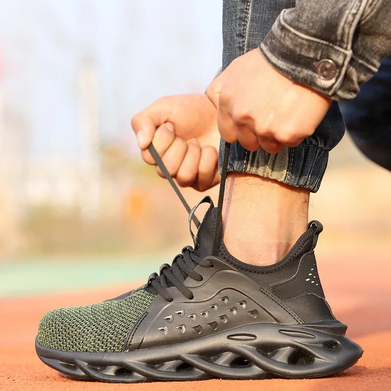 Прямая поставка Мужская дышащая легкая плетеная обувь для страхования труда
